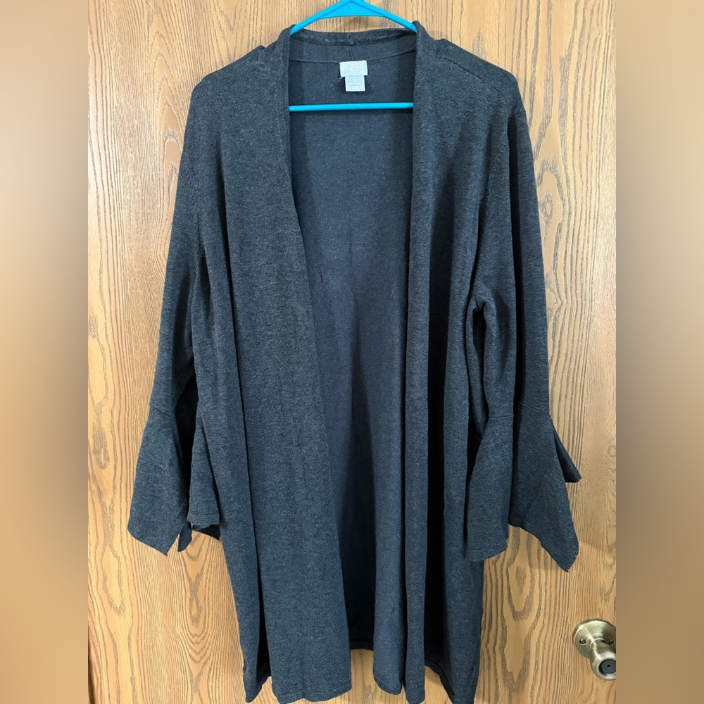 Chico’s Size 3 (US XL) Charcoal Gray Cardigan